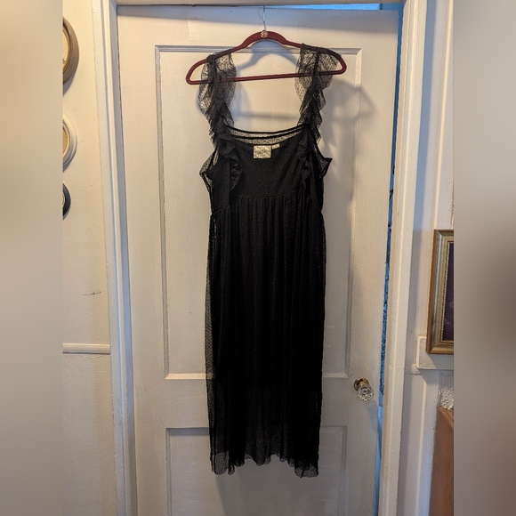 Anthropologie Maeve Black Lace Overlay Swiss Dot Balletcore Tulle Midi D… - Picture 6 of 12